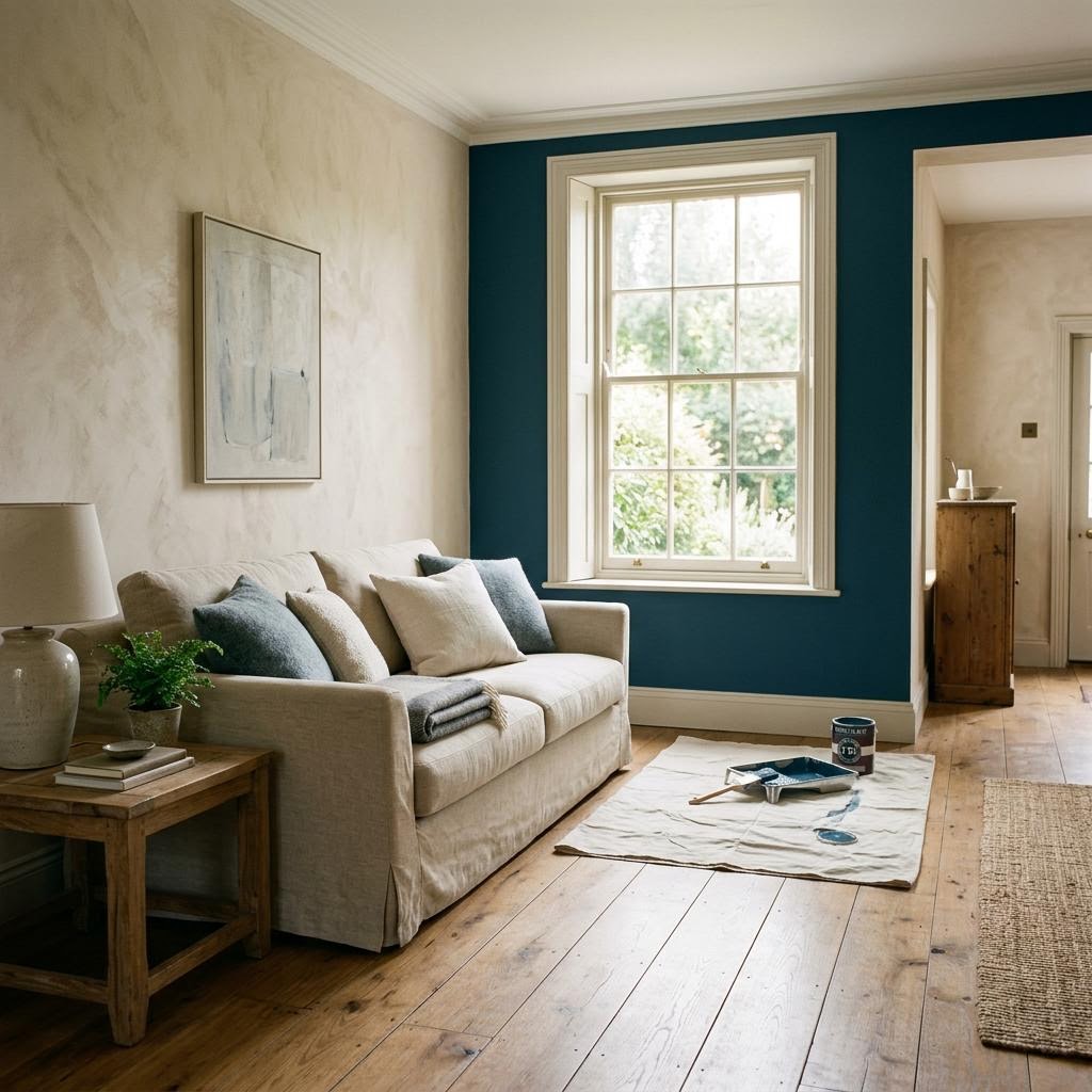 Illustrative freshly painted living room